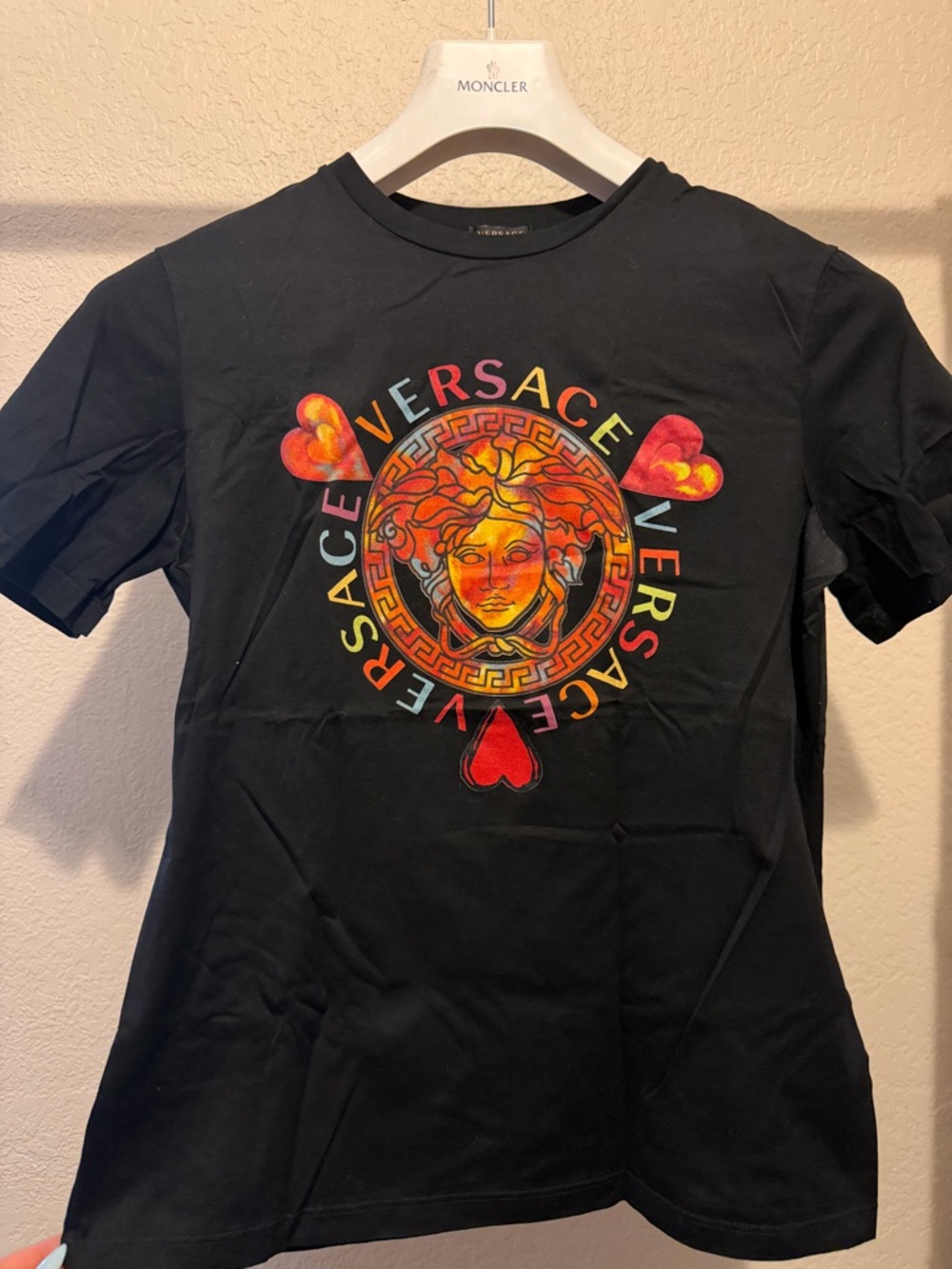 Authentic Versace Black Multicolor Medusa Heart Graphic Tee